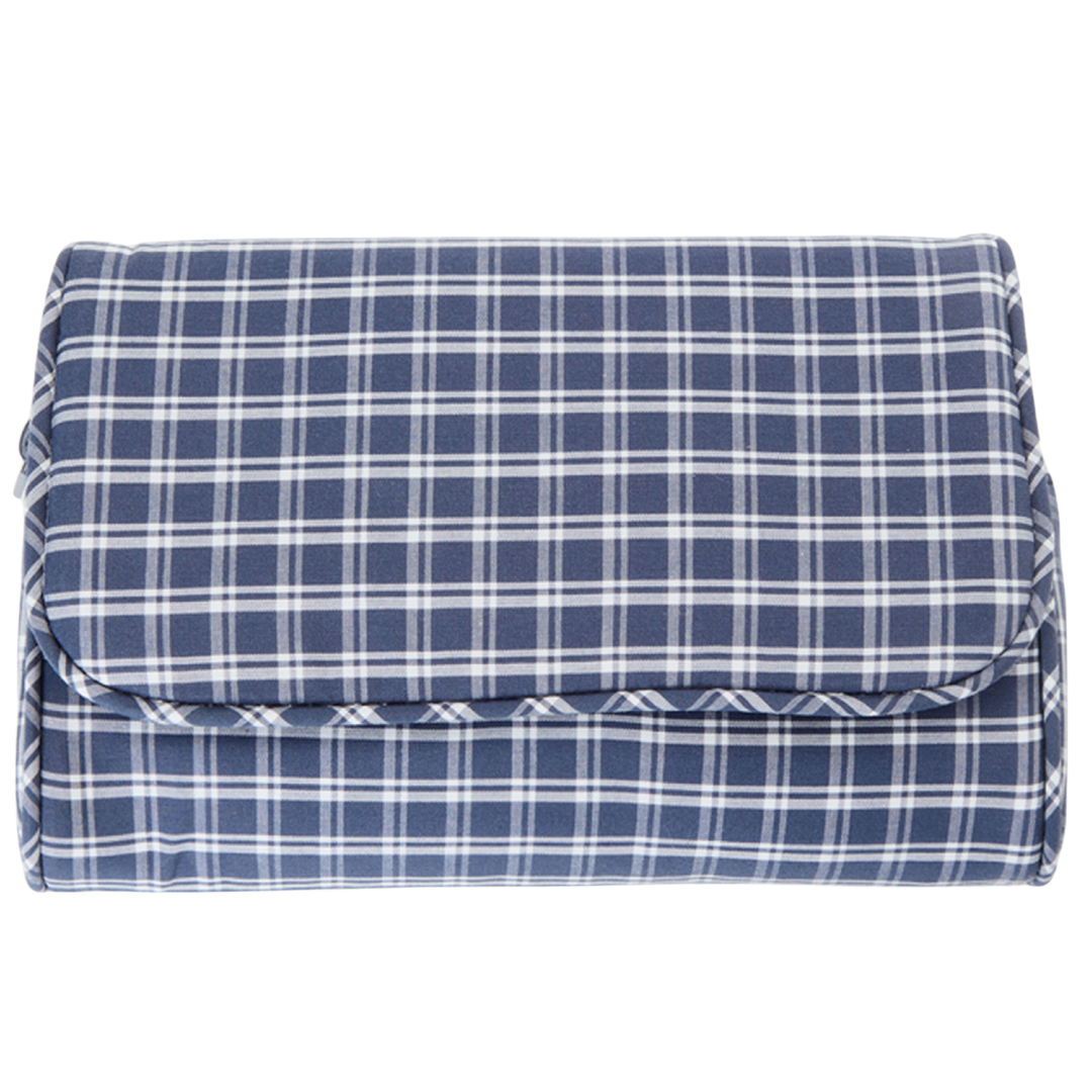 Blue + White Plaid Makeup Bag