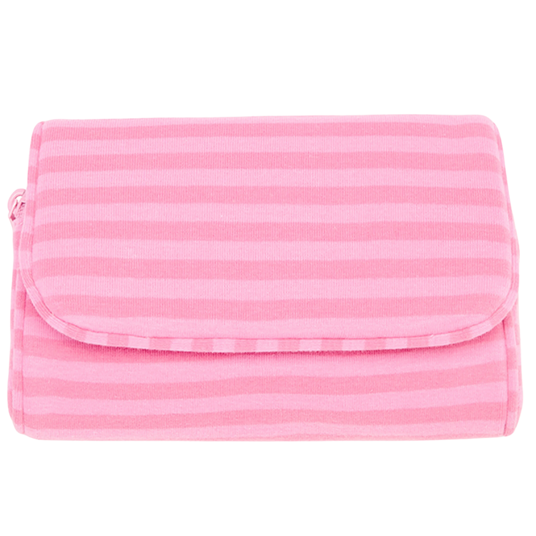 Pink Striped Makeup Bag
