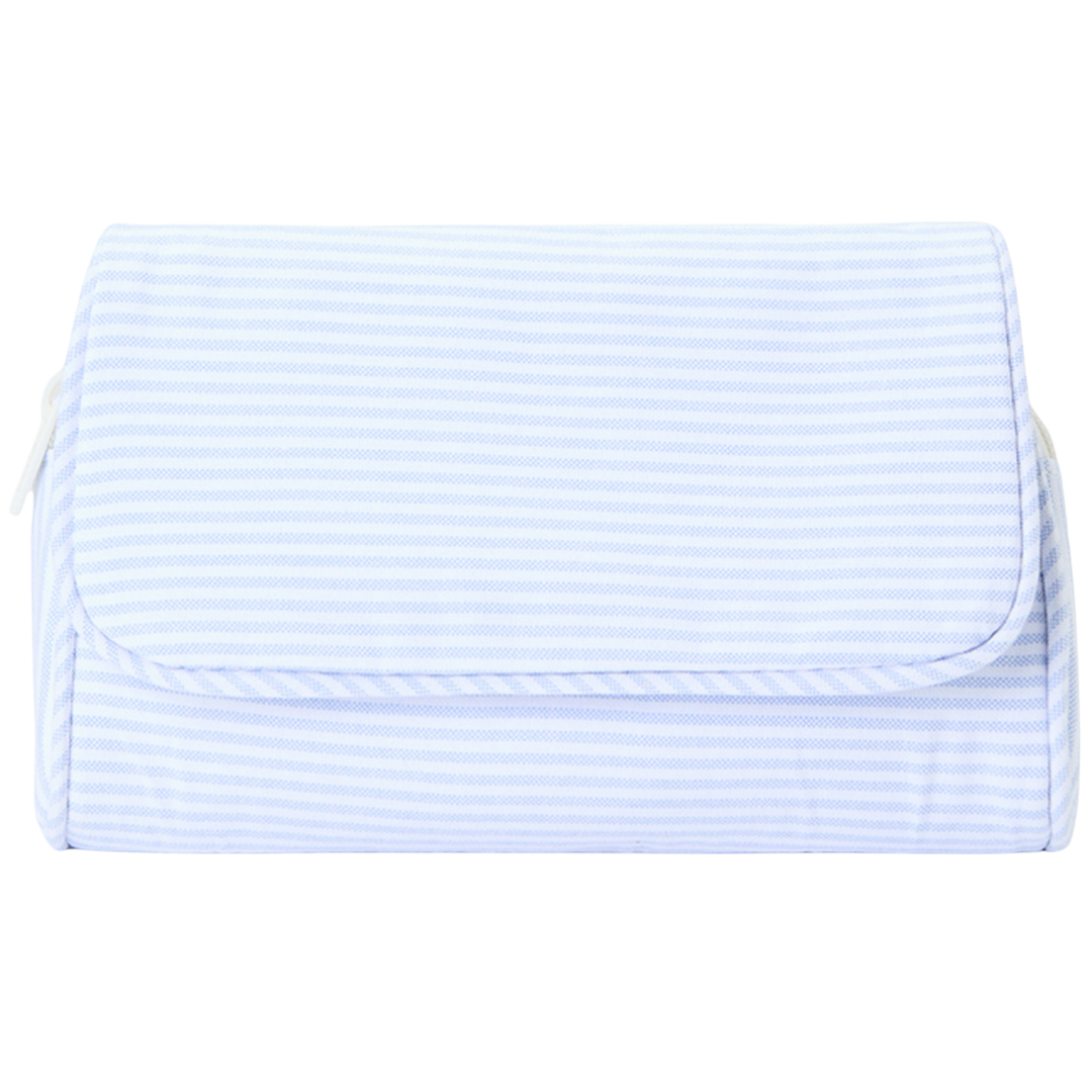 Blue + White Striped Makeup Bag