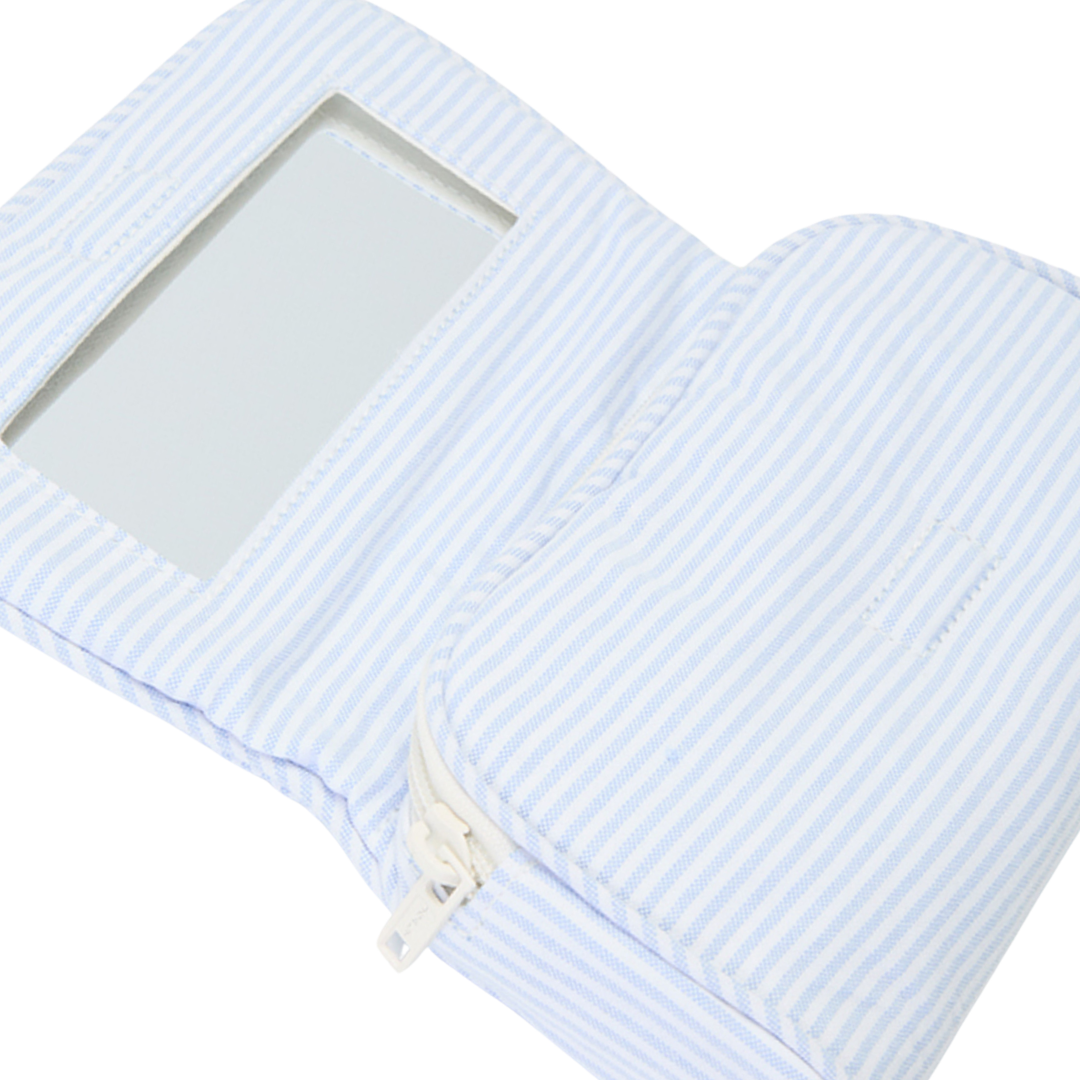 Blue + White Striped Makeup Bag