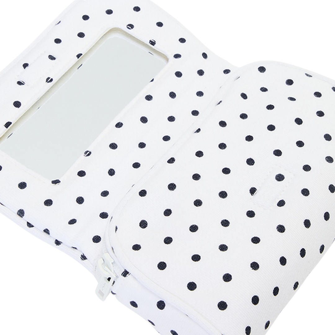 White Polka Dot Makeup Bag
